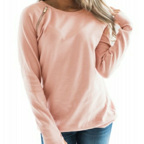 NWT Pink Sweater with Gold Zipper - Picture 1 of 3